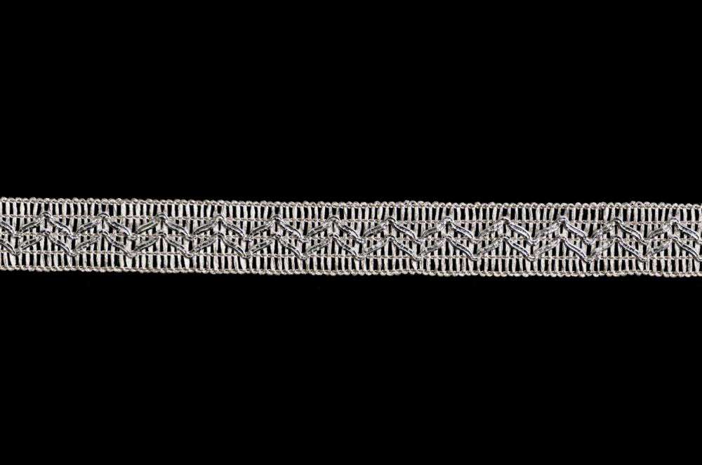 Flat lace lurex width 2 cm silver