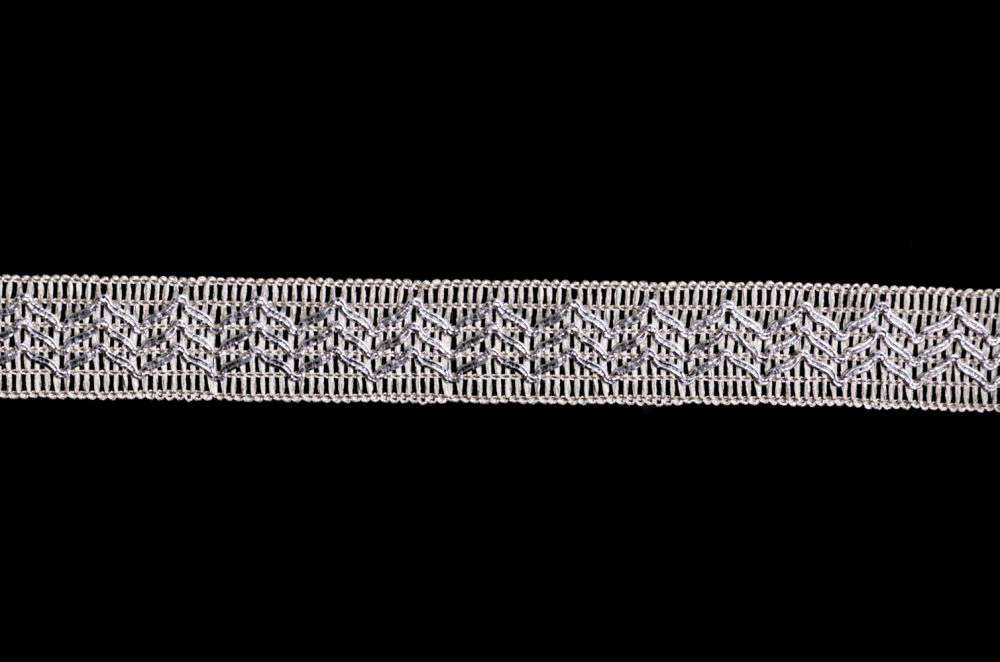 Flat lace lurex width 2.5 cm silver