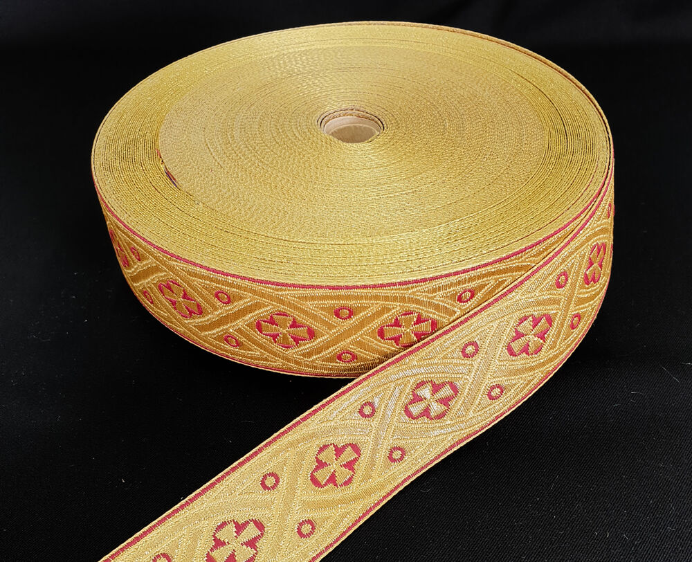 Church ribbon for vestments burgundy with gold for sale