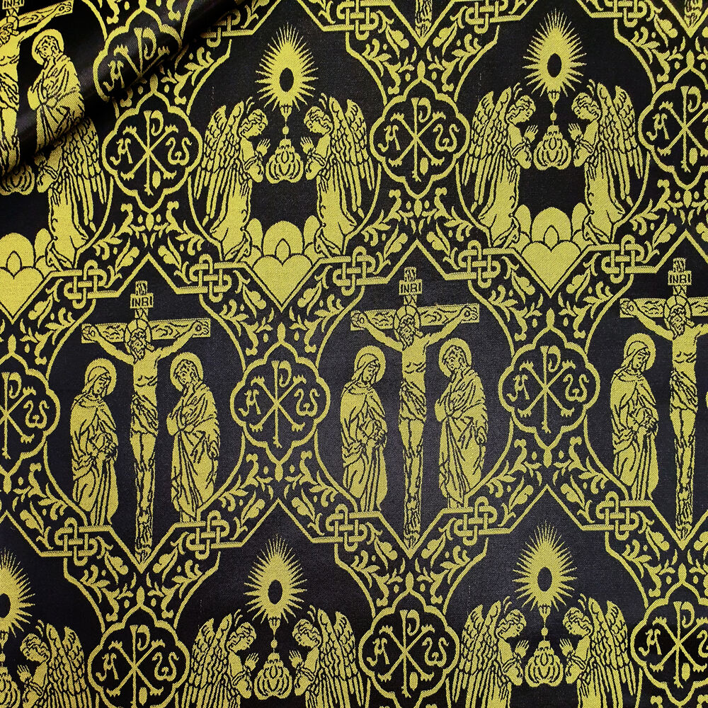 Greek Fabric black with yellow P01-1300/1378 for sale