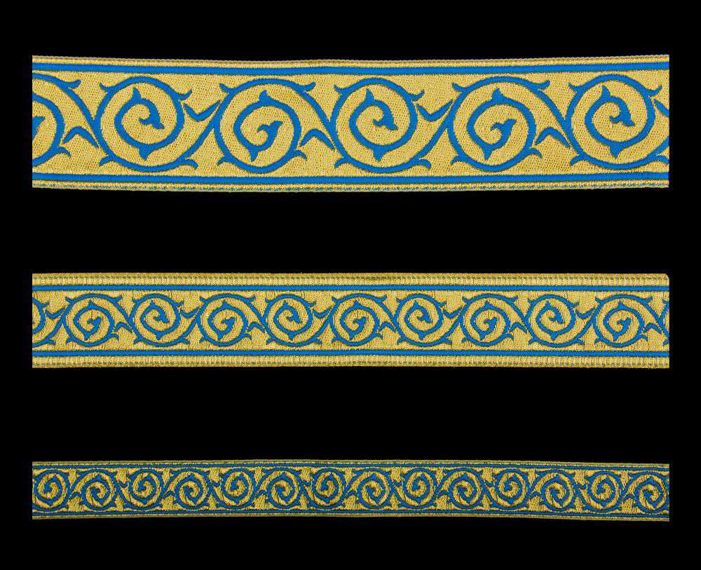 Galloon (Golgotha) skyblue with gold