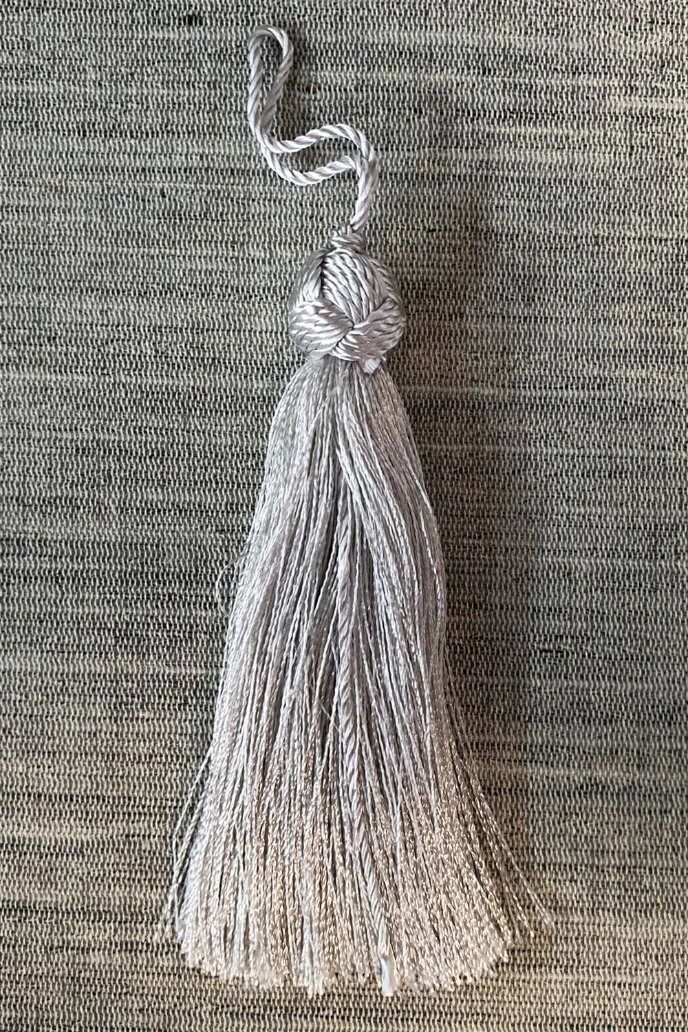 Tassel with large knot silver Greek fabric