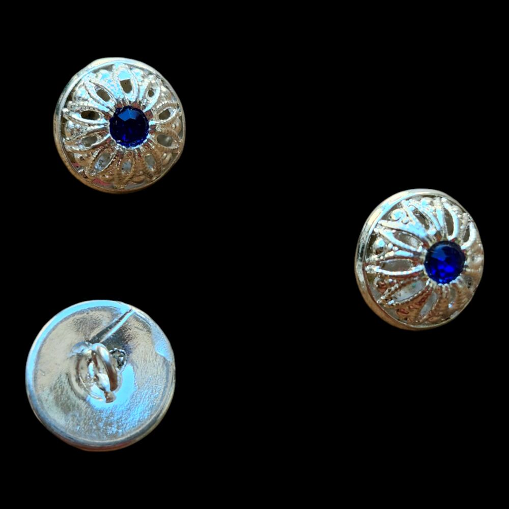 Silver Buttons with blue stone