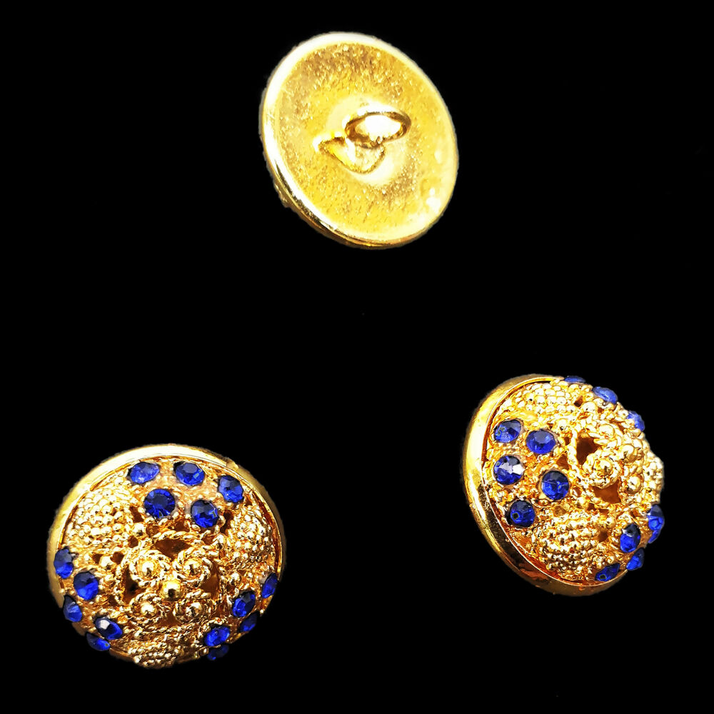 Buttons golden color with blue stones