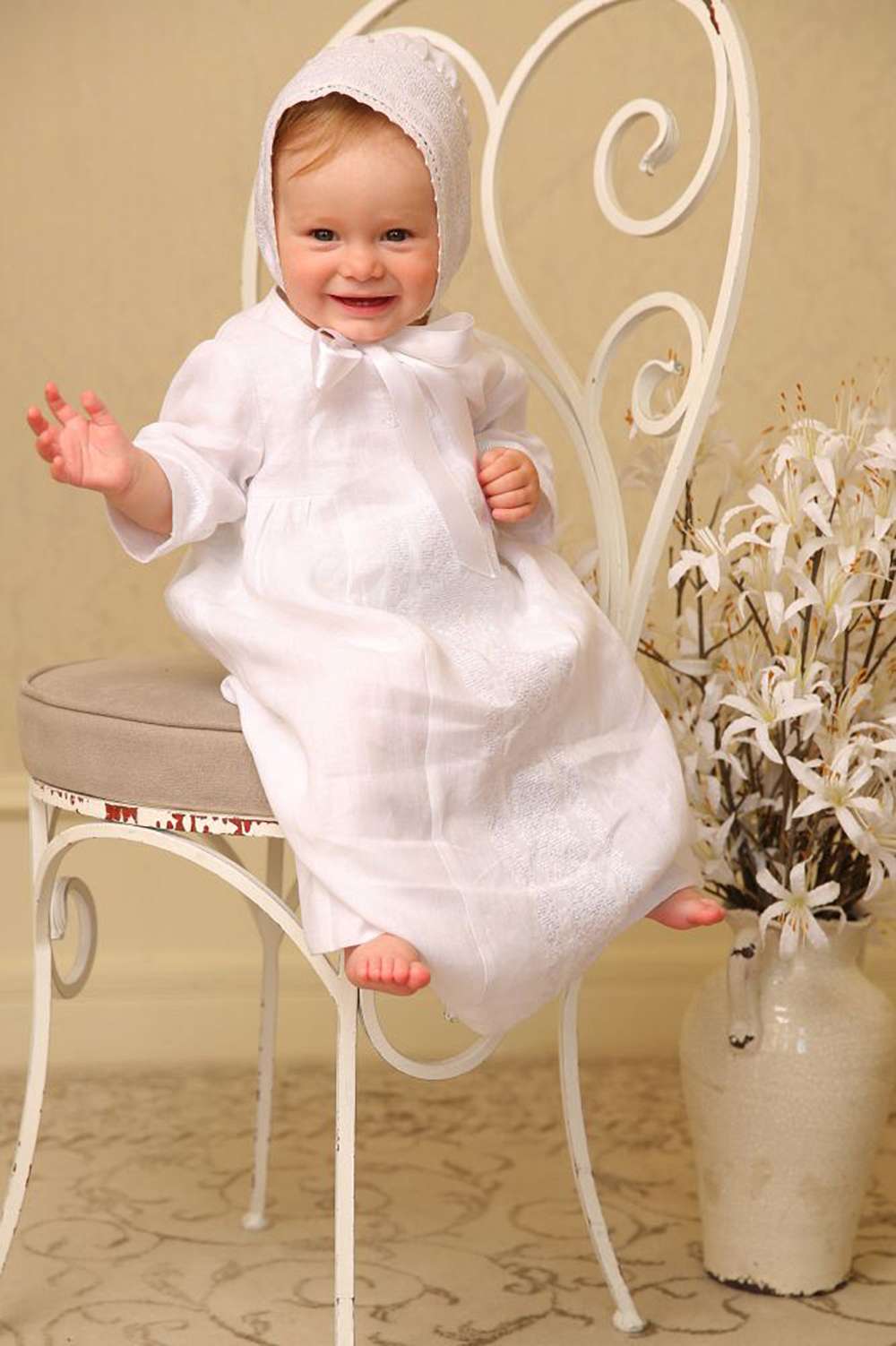Linen tunic embroidered (Chrism) Greek fabric