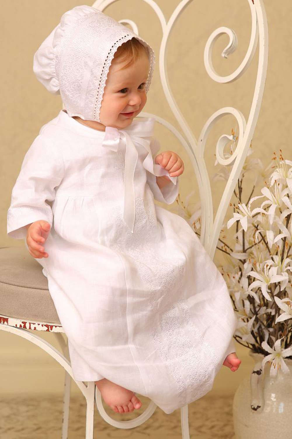 Linen tunic embroidered (Chrism) for sale