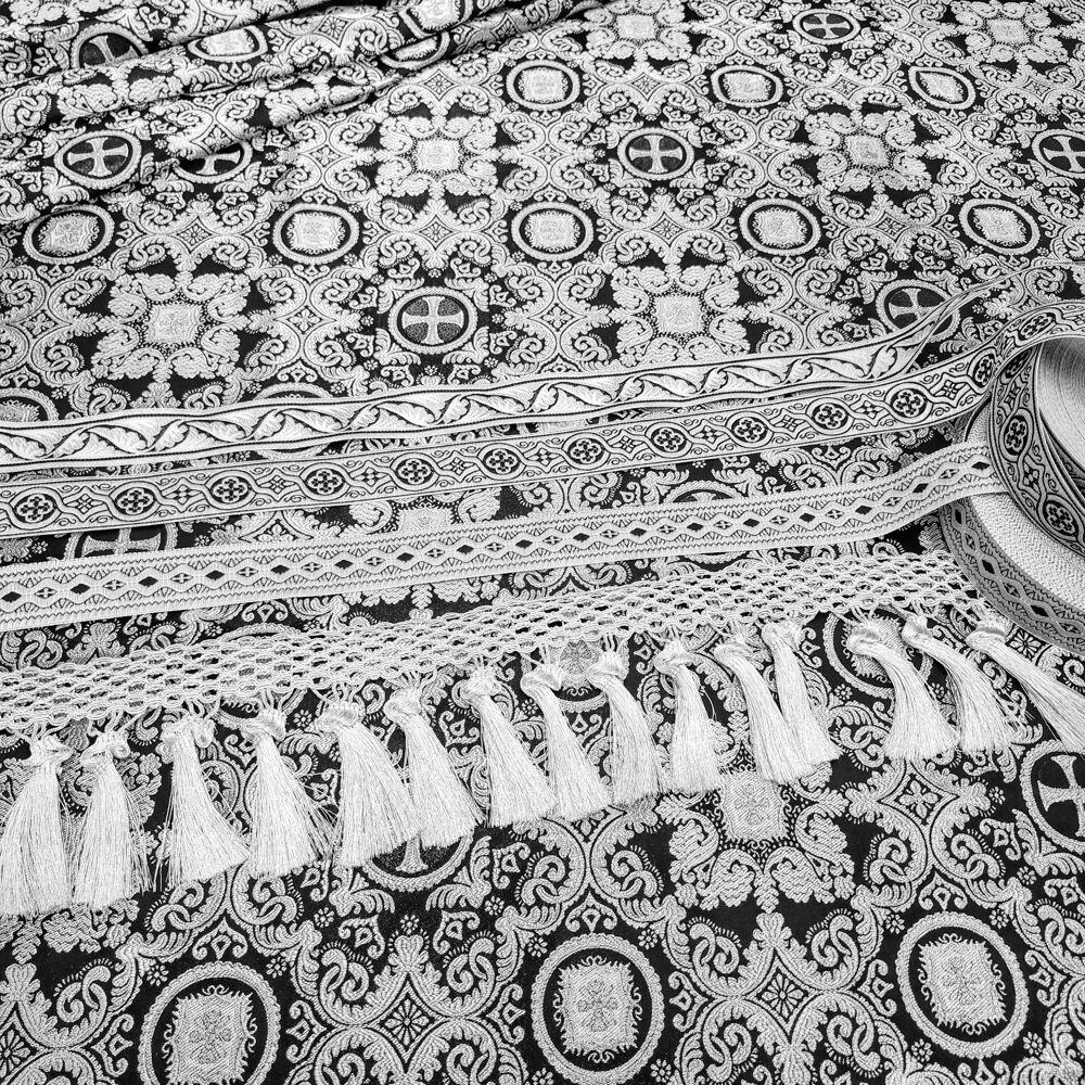 Greek Fabric black with silver (Feofania) for sale
